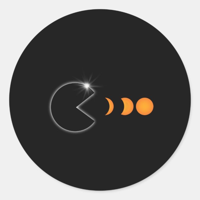 Pegatina Redonda Eclipse solar total 8 de abril de 2024 Fases diver (Anverso)