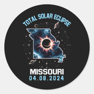 Pegatina Redonda Eclipse solar total 8 de abril de 2024 Totalidad d