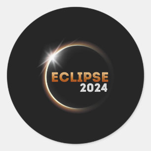 Pegatina Redonda Eclipse Solar Total Abril 8 2024 Para Niños Chicas