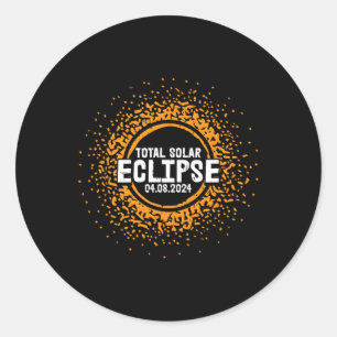 Pegatina Redonda Eclipse solar total Abril 8 2024 Totalidad Hombres