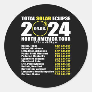 Pegatina Redonda Eclipse Solar Total Abril 8 Ruta Del Eclipse 3