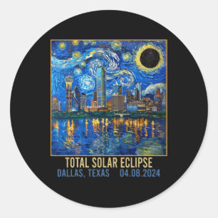 Pegatina Redonda Eclipse solar total artístico en línea aérea de Te