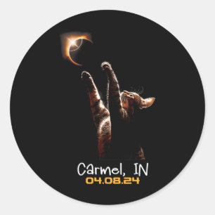 Pegatina Redonda Eclipse solar total Carmel Indiana