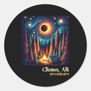 Pegatina Redonda Eclipse solar total Clinton Arkansas