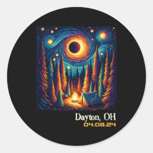 Pegatina Redonda Eclipse solar total Dayton Ohio