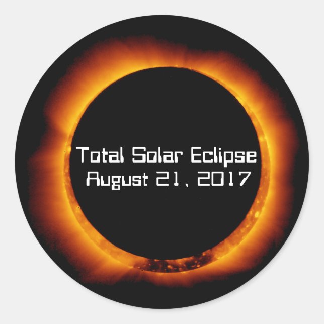 Pegatina Redonda Eclipse solar total de 2017 (Anverso)
