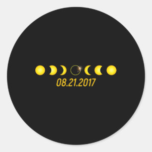 Pegatina Redonda Eclipse solar total de 2017
