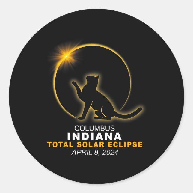 Pegatina Redonda Eclipse solar total de 2024 (Anverso)