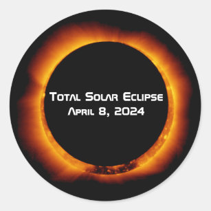 Pegatina Redonda Eclipse solar total de 2024