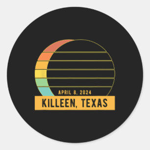 Pegatina Redonda Eclipse Solar Total De 2024 En Killeen Texas