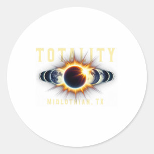 Pegatina Redonda Eclipse solar total de 2024 x medio
