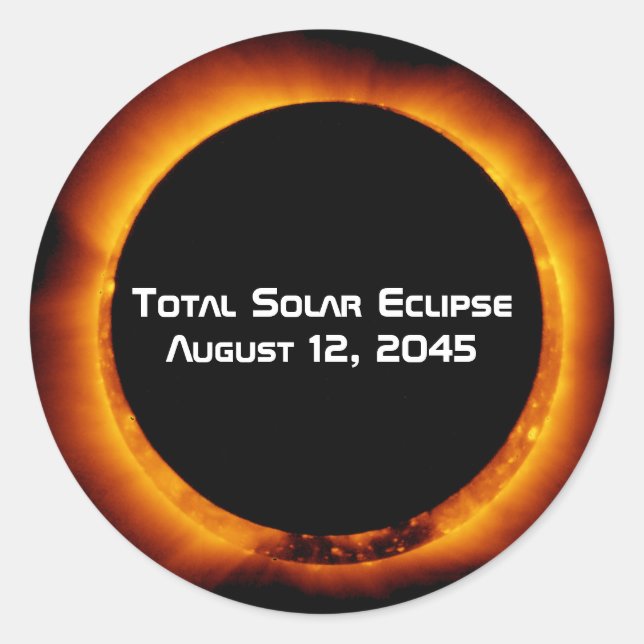 Pegatina Redonda Eclipse solar total de 2045 (Anverso)