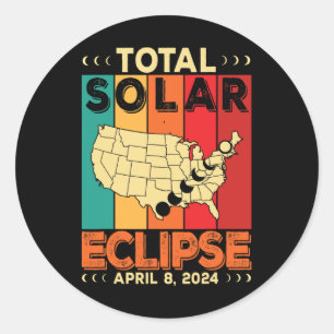 Pegatina Redonda Eclipse solar total de abril de 2024