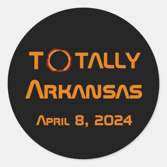 Pegatina Redonda Eclipse solar total de Arkansas 2024 (Anverso)