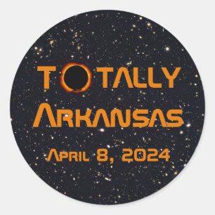 Pegatina Redonda Eclipse solar total de Arkansas 2024