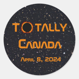 Pegatina Redonda Eclipse solar total de Canadá 2024