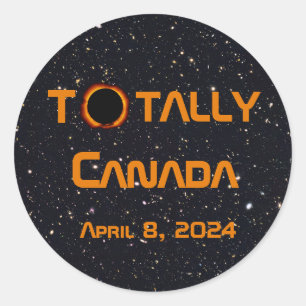 Pegatina Redonda Eclipse solar total de Canadá 2024