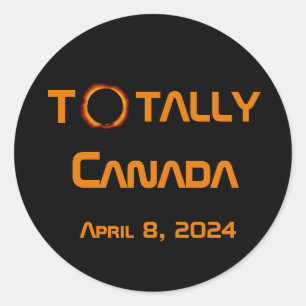 Pegatina Redonda Eclipse solar total de Canadá 2024