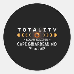 Pegatina Redonda Eclipse solar total de Girardeau Mo 2024
