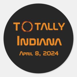 Pegatina Redonda Eclipse solar total de Indiana 2024