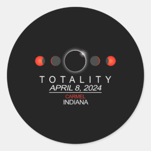 Pegatina Redonda Eclipse solar total de Indiana 2024