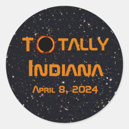 Pegatina Redonda Eclipse solar total de Indiana 2024