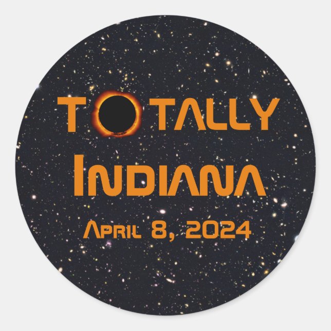 Pegatina Redonda Eclipse solar total de Indiana 2024 (Anverso)