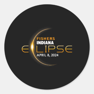 Pegatina Redonda Eclipse solar total de Indiana 2024