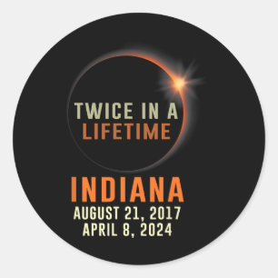 Pegatina Redonda Eclipse Solar Total De Indiana Dos Veces En La Vid