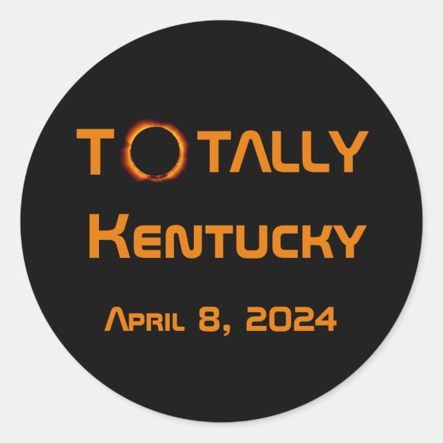 Pegatina Redonda Eclipse solar total de Kentucky 2024 (Anverso)