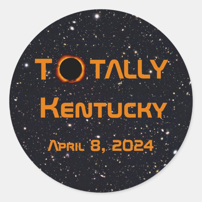 Pegatina Redonda Eclipse solar total de Kentucky 2024 (Anverso)