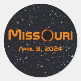 Pegatina Redonda Eclipse solar total de Missouri 2024