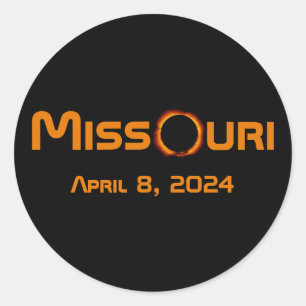 Pegatina Redonda Eclipse solar total de Missouri 2024