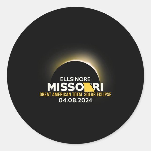 Pegatina Redonda Eclipse solar total de Missouri Mo 2024 (Anverso)