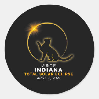 Pegatina Redonda Eclipse solar total de Muncie 2024