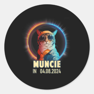 Pegatina Redonda Eclipse solar total de Muncie Indiana 2024