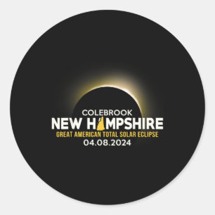 Pegatina Redonda Eclipse solar total de New Hampshire Nh 2024