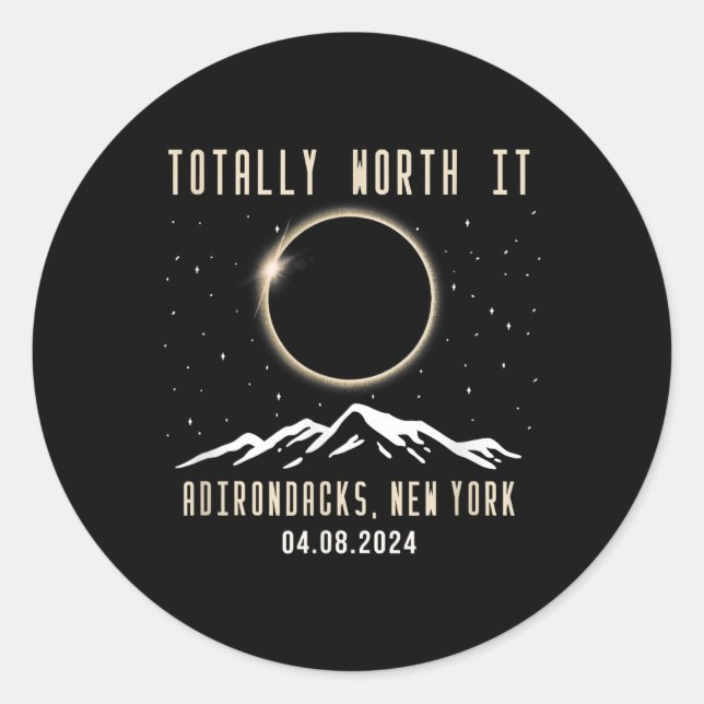 Pegatina Redonda Eclipse solar total de Nueva York 2024 (Anverso)