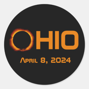 Pegatina Redonda Eclipse solar total de Ohio 2024
