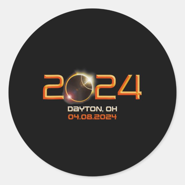 Pegatina Redonda Eclipse solar total de Ohio 2024 1 (Anverso)