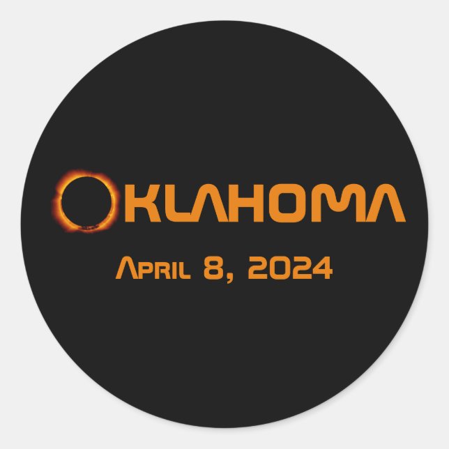 Pegatina Redonda Eclipse solar total de Oklahoma 2024 (Anverso)