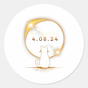 Pegatina Redonda Eclipse solar total de Oklahoma 2024