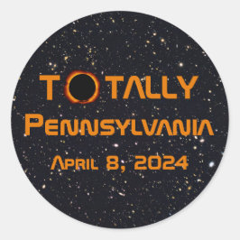 Pegatina Redonda Eclipse solar total de Pennsylvania 2024