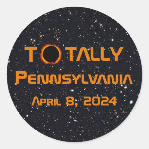 Pegatina Redonda Eclipse solar total de Pennsylvania 2024
