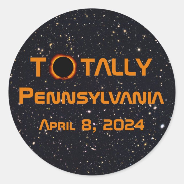 Pegatina Redonda Eclipse solar total de Pennsylvania 2024 (Anverso)