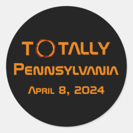 Pegatina Redonda Eclipse solar total de Pennsylvania 2024