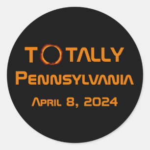 Pegatina Redonda Eclipse solar total de Pennsylvania 2024