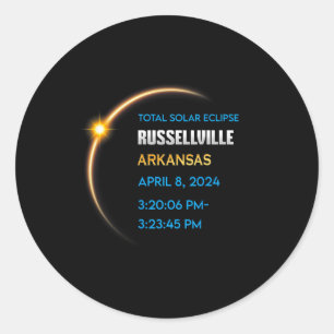Pegatina Redonda Eclipse solar total de Russellville Arkansas 2024