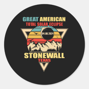 Pegatina Redonda Eclipse solar total de Stonewall Texas 2024