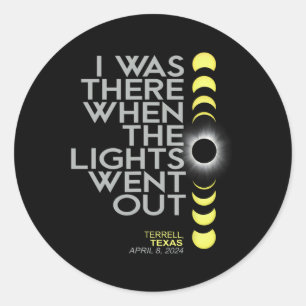 Pegatina Redonda Eclipse solar total de Terrell Texas 2024